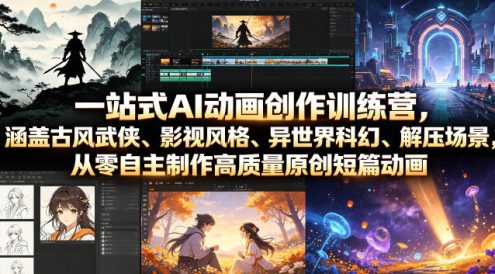 一站式AI动画创作训练营,涵盖古风武侠、影视风格、异世界科幻、解压场景,从零自主制作高质量原创短篇动画(更新)