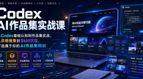 Codex AI作品集实战课,从Codex基础认知到作品集实战,从灵感搜集到Skill沉淀,打造属于你的AI作品集网站