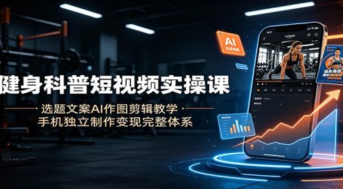 健身科普短视频实操课:选题文案AI作图剪辑教学,手机独立制作变现完整体系