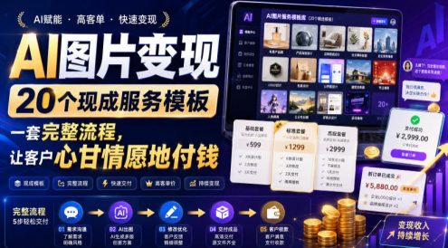 AI图片变现,20个现成服务模板,一套完整流程,让客户心甘情愿地付钱【原创双语字幕】