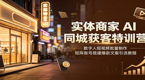 实体商家AI同城获客特训营:数字人短视频批量制作,矩阵账号搭建爆款文案引流教程