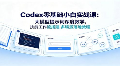 Codex零基础小白实战课:大模型提示词深度教学,技能工作流搭建多场景落地教程
