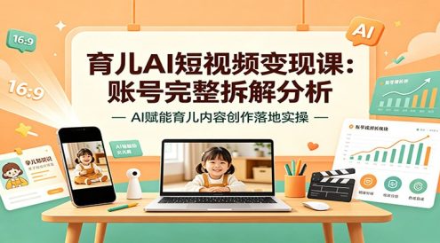 育儿AI短视频变现课:账号完整拆解分析,AI赋能育儿内容创作落地实操