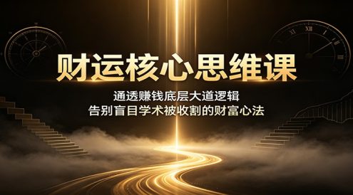 财运核心思维课:通透赚钱底层大道逻辑,告别盲目学术被收割的财富心法