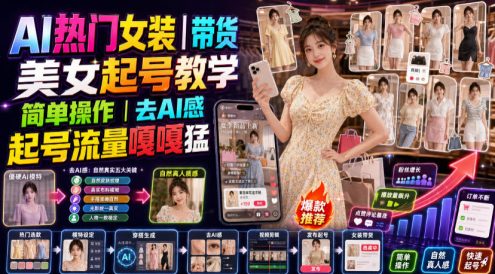 AI热门女装带货丨美女起号教学，简单操作，去AI感，起号流量嘎嘎猛
