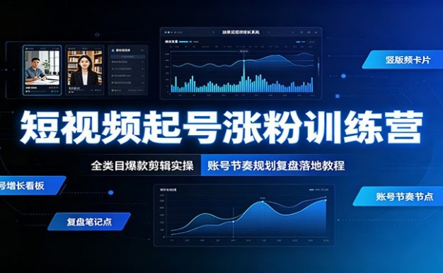 短视频起号涨粉训练营:全类目爆款剪辑实操,账号节奏规划复盘落地教程