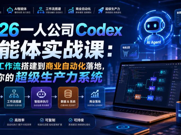 2026一人公司Codex智能体实战课:从AI工作流搭建到商业自动化落地,打造你的超级生产力系统