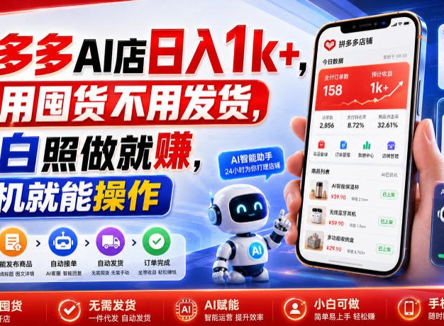 拼多多AI店日入1k+,不用囤货不用发货,小白照做就賺,手机就能操作【揭秘】