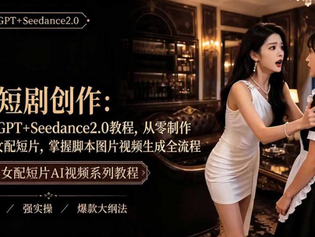 AI短剧从零创作实战课|ChatGPT脚本撰写+Seedance2.0视频生成,恶毒女配短剧全流程教程