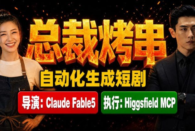 Claude Fable5担任导演+Higgsfield MCP落地执行|《总裁烤串》真人质感短剧全自动AI生成全流程教学
