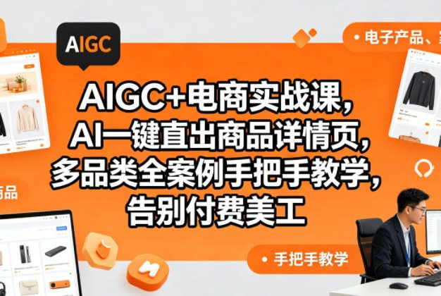 AIGC+电商实战课,AI一键直出商品详情页,多品类全案例手把手教学,告别付费美工(更新0725)