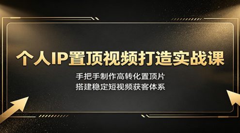 个人IP置顶视频打造实战课:手把手制作高转化置顶片,搭建稳定短视频获客体系