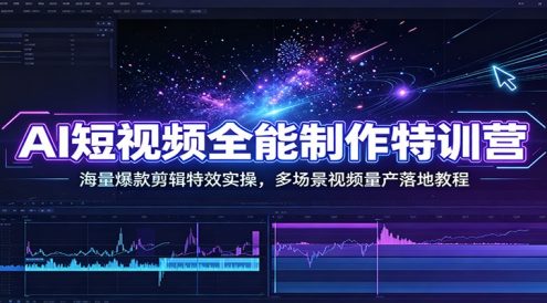 AI短视频全能制作特训营：海量爆款剪辑特效实操，多场景视频量产落地教程