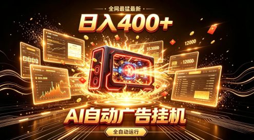 全网最猛最新的AI自动广告挂G，狠收益日入400+，真正做到躺賺式变现【揭秘】