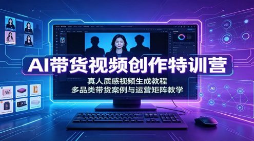 AI带货视频创作特训营:真人质感视频生成教程,多品类带货案例与运营矩阵教学