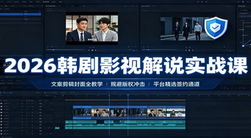 2026韩剧影视解说实战课:文案剪辑封面全教学,规避版权冲击平台精选签约通道