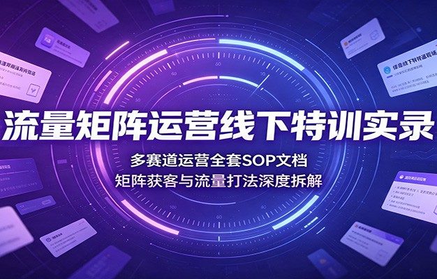 流量矩阵运营线下特训实录：多赛道运营全套SOP文档，矩阵获客与流量打法深度拆解