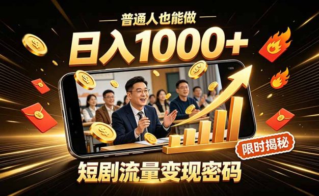 一部手机做短剧分发,不用真人出镜、不用拍摄剧本,快手流量变现日赚千元