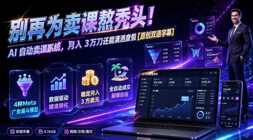 别再为卖课熬秃头!AI 自动卖课系统,月入 3 万刀还能潇洒度假【原创双语字幕】