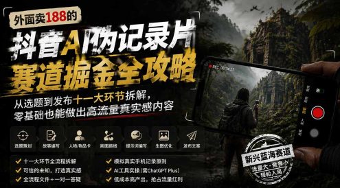 外面卖188的抖音AI伪记录片赛道掘金全攻略;从选题到发布十一大环节拆解,零基础也能做出高流量真实感内容