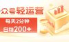 公众号轻量化掘金项目,两分钟极简操作日稳收益 100-200+