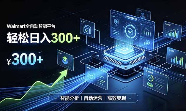 Walmart全自动智能平台，轻松日入300+一站式跨境智能运营工具。无需复杂实操