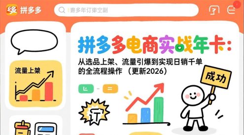 拼多多电商实战年卡：从选品上架、流量引爆到实现日销千单的全流程操作(更新2026年8月