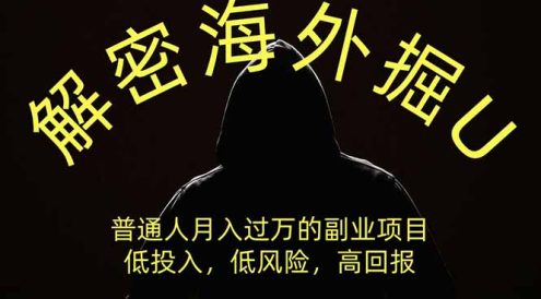 解密海外掘U，普通人月入过万的副业项目，低投入、低风险高回报，没有之一