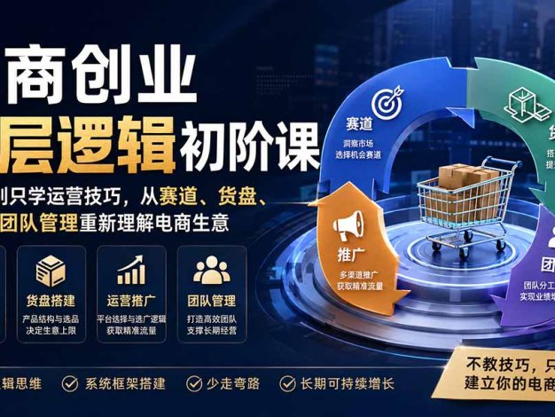 电商创业底层逻辑初阶课——告别只学运营技巧，从赛道、货盘、推广到团队管理重新理解电商生意