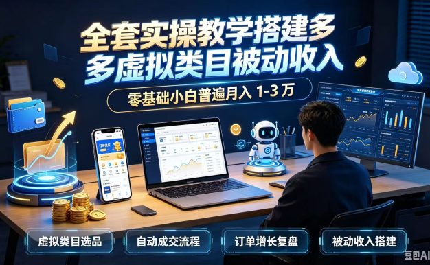 全套实操教学搭建多多虚拟类目被动收入，零基础小白普遍月入 1-3 万