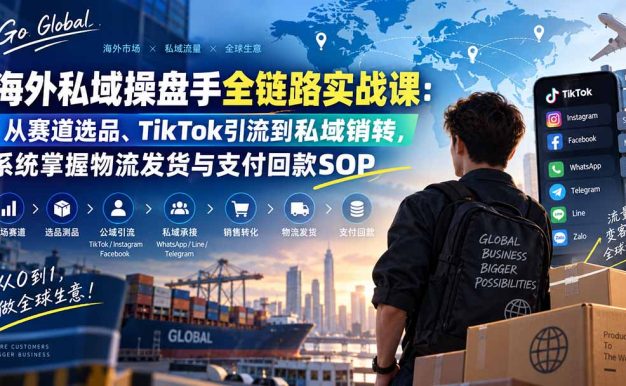 海外私域操盘手全链路实战课：从赛道选品、TikTok引流到私域销转，系统掌握物流发货与支付回款SOP