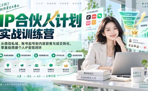 IP合伙人计划实战训练营-更新：从微信私域、账号起号到内容获客与成交转化，零基础搭建个人IP变现闭环