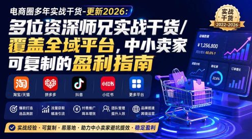 电商圈多年实战干货-更新2026:多位资深师兄实战干货/覆盖全域平台,中小卖家可复制的盈利指南