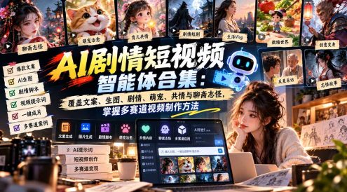 【无水印】AI剧情短视频智能体合集:覆盖文案、生图、剧情、萌宠、共情与聊斋志怪,掌握多赛道视频制作方法