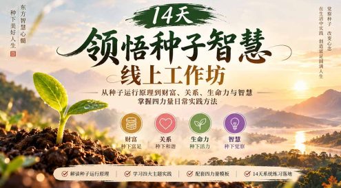 14天领悟种子智慧线上工作坊|从种子运行原理到财富、关系、生命力与智慧,掌握四力量日常实践方法