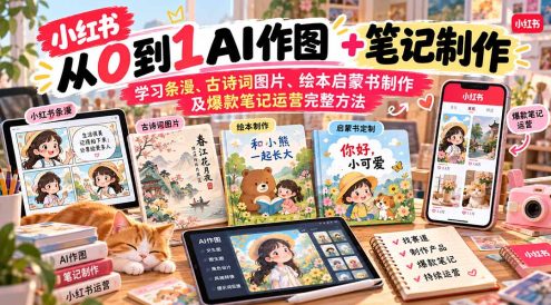2026小红书AI内容创作从0到1-更新1009：学习条漫、古诗词图片、绘本启蒙书制作及爆款笔记运营完整方法