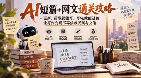 AI短篇+网文通关攻略-更新1009：看懂就能写、写完就能过稿，让写作变现不再依赖天赋与文笔