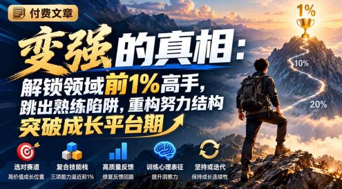 付费文章:变强的真相:解锁领域前1%高手,跳出熟练陷阱,重构努力结构突破成长平台期