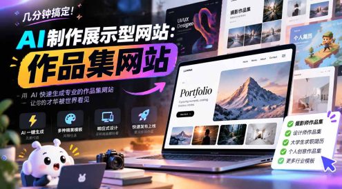 几分钟搞定，AI制作展示型网站制作：作品集网站，用AI快速生成专业的作品集网站，接单变现！
