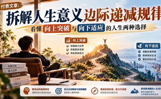 付费文章:拆解人生意义边际递减规律,看懂向上突破与向下适应的人生两种选择