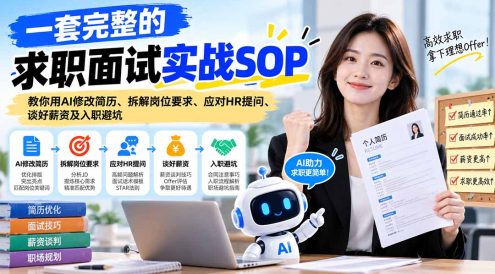 一套完整的求职面试实战SOP:教你用AI修改简历、拆解岗位要求、应对HR提问、谈好薪资及入职避坑