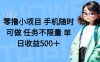零撸小项目 手机随时可做 任务不限量 单日收益500＋