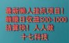 2025最新懒人挂机项目！长久稳定，解放双手！单日收益500+