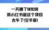 一天挣了9张用小红书做这个项目太牛了，空手套