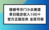 视频号小众赛道，单日稳定收入100+，适合所有人