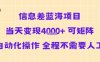 信息差蓝海项目当天变现多张 可矩阵自动化操作 全程不需要人工