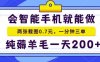 2025年零撸手机项目，二十秒一单，纯薅羊毛，一天200+做就有【揭秘】
