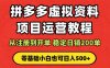 拼多多开店运营课程： 蓝海变现玩法，轻松实现睡后收入 零基础小白也可…
