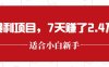 最新暴利项目，每单收益轻松在300以上，7天赚了2.4万