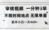 审核视频，10秒一单，不限时间，不限单量，新人小白一天4张+【揭秘】
